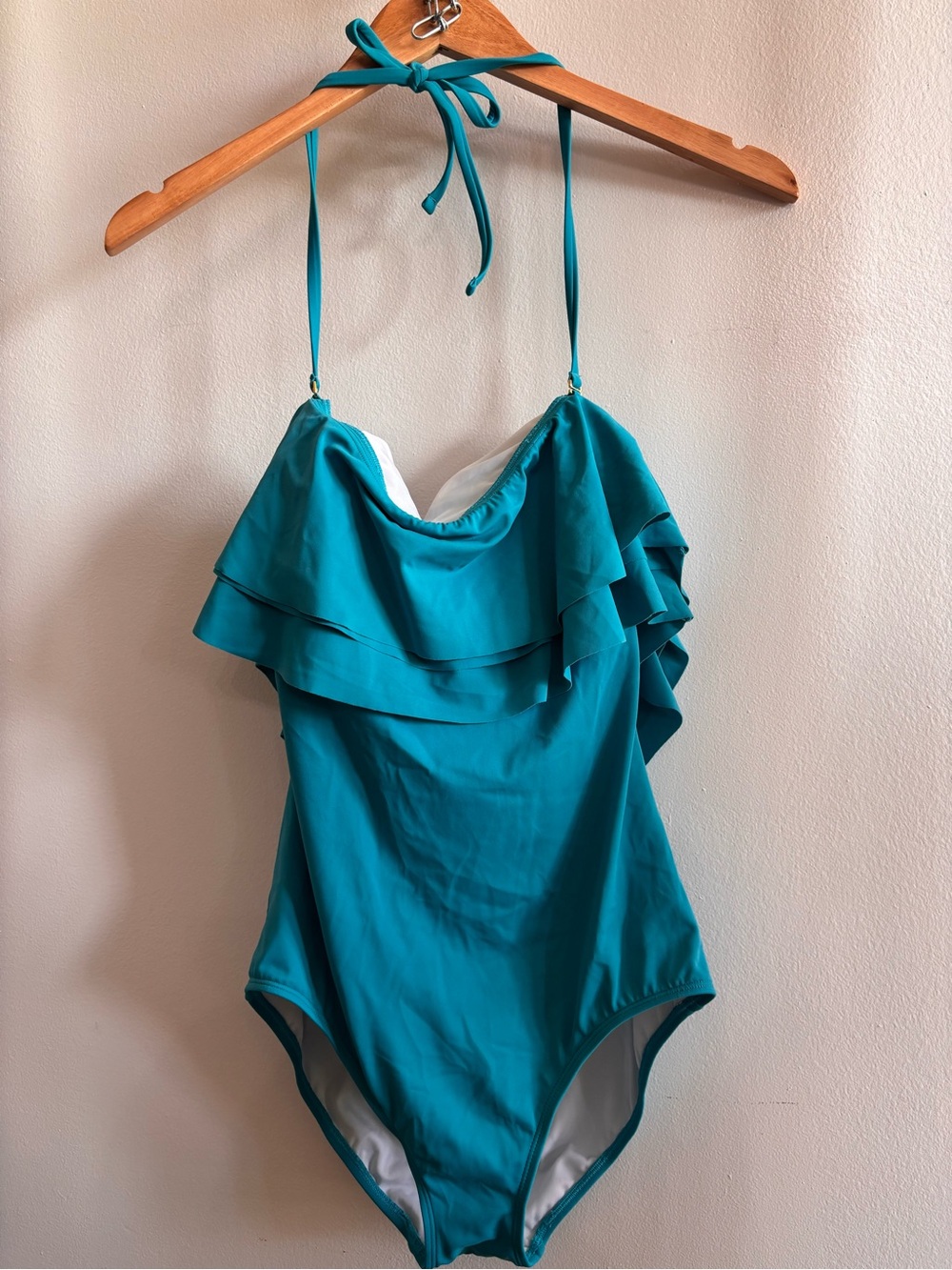Womens Teal Ruffle One-Piece Swimsuit - Brand: